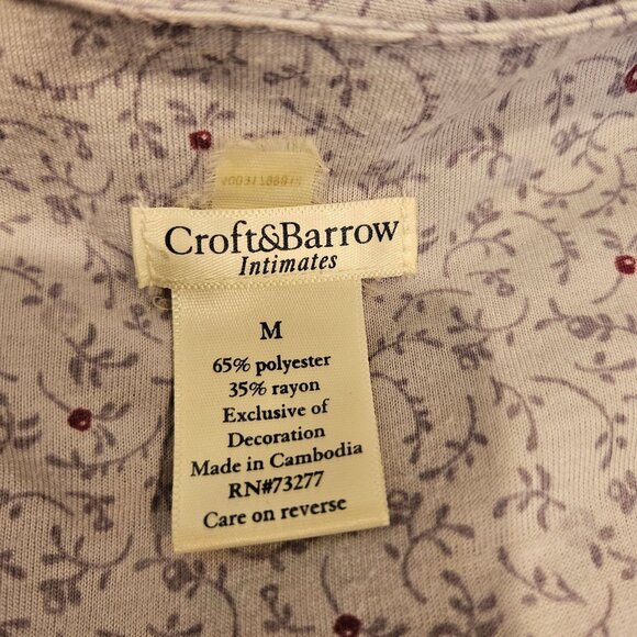 Croft & Barrow granny Nightgown Womens M  Lace Floral gather button jersey retro - Picture 11 of 13